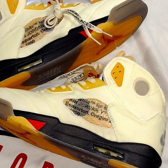 Air Jordan 5 Retro X Off White Sail Sneakers - Picture 14 of 16